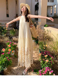 MQTIME  -  Women Summer Fashion Embroidery Flower Hollow Out Loose Fit Casual Bohemian Dress Sleeveless Sundresses Streetwear