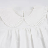 MQTIME  -  Summer Korean Peter Pan Collar Puff Sleeve High Waist Loose Solid All Match Short Woman Dress
