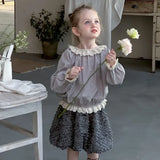 MQTIME  -  Children's Two-Piece Set Baby Toddler Girl Elastic Fluffy Tutu Skirts Kid Lace Spring Doll Collar Pullover Tops Shirt Blouse