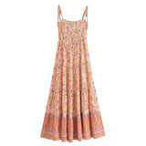 MQTIME  -  Straps Boho Dress Sleeveless Floral Printing Beach Dress Rayon A-line Lace-up Maxi Vestidos Gypsy Summer Dress