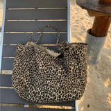 MQTIME  -  Vintage Leopard Print Tote Bag Handbag Women Retro Large Capacity Casual Shoulder Bags Female Harajuku Canvas Y2k Bags