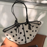  MQTIME  -  Large Capacity Polka Dot Tote Bag  Women's Casual Fashion Commuting Shoulder Bag, Versatile Portable Underarm Handbag