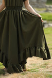 MQTIME  -  Bohemian Style Summer New Solid Color Backless Short Sleeved Ruffled Irregular Skirt Hem Fashionable and Atmospheric Dress