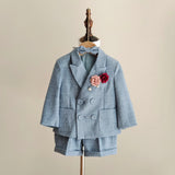 MQTIME  -  Boys Suit for Weddings Party Summer Autumn Gentleman Plaid Birthday Blazer Set Baby 1 To 4 Y Kids photograph Costumes
