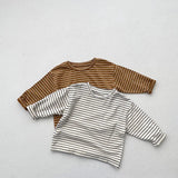  MQTIME  -  Autumn New Children Long Sleeve T Shirts Girls Bottoming Shirt Boys Casual Striped Tee Baby Cotton O-neck Tops Kids Clothes