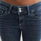 MQTIME  -  Autumn Low Rise Double Button Flared Pants with Stitched Denim Jeans, Women's Retro Casual Pants