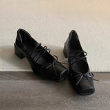  MQTIME  -  Women Mary Jane Shoes Exquisite Genuine Leather Low Heels for Woman Fashion Square Head Casual Shoe Designer Shoes Zapatos Mujer