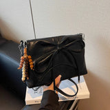  MQTIME  -  Retro Cute Japanese Style PU Leather Bow Shoulder Bag Kawaii Underarm Bags Crossbody Bag Large Capacity Storage Bags Woman Bag