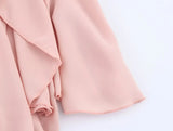 MQTIME  -  Women Ruffled Mini Skirts Solid Color Summer Chic Streetwear High Waist Elastic Asymmetric Hem Skirts Female Slim Mesh Skirts