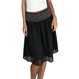 MQTIME  -  Elegant Low Waist Mid-length Skirt, Personalized Street Style Design, Hot Diamond Loose Drape Skirt