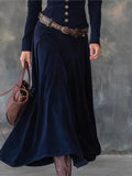 MQTIME  -  Elegant Turn-down Collar Button Long Maxi Dress Woman Sexy Slim A-Line Dress Vintage Long Sleeve Spring Autumn Dress And Belt