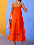 MQTIME  -  Sexy Off Shoulder Sleeveless Party Dress Summer Fashion Solid Color Hollow Vacation Dress Women High Waist Summer A-line Dresses