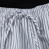MQTIME  -  Women's Casual Striped 2 Piece-Set Shorts Contrast Bow Lace-Up Cardigan Loose Shorts Daily Party Fashion Female Sets New
