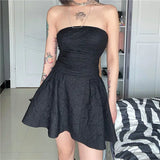 MNQTIME  -   Sexy Black Mini Dress Women Party Dresses Gothic Short Dresses Evening Dress Harajuku Floral 2024 Summer Club Outfit