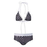 MQTIME  -  Women's 2 Piece Bikinis Set Fashion Y2k Printed Tied Halter Neck Swimsuit with Bow Shorts Boxers Summer Bathing Suit