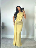  MQTIME  -  Sequin Patchwork Women Maxi Dress One Shoulder Sleeveless Cut Out Backless Dresses Party Elegant Wedding Club Summer Dress Lady