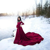  MQTIME  -  Pleuche Long Maternity Photography Props Pregnancy Dress Sexy Shoulderless Maxi Gown Clothes For Pregnant Women Photo Shoot