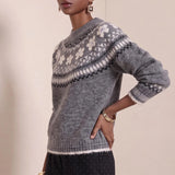 MQTIME  -  Autumn Winter Soft Warm Long Sleeved Sweater Top Fashion Christmas Sweaters Female O Neck Jacquard Loose Knitted Sweater