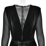 MQTIME  -  Sexy See Through Deep V-neck Women Jumpsuit Black Long Sleeve High Waist Jumpsuit Autumn Slim Elegant Party Clubwear