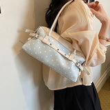  MQTIME  -  Korean Style Polka Dot Small PU Leather Top Handle Bag Ladies Contrast Color Shoulder Crossbody Bags New Trend Handbag