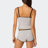 MQTIME  -  Women Pajamas Sets Sleeveless Camisole+Shorts Two Pieces Suits Sexy Sleepwear Casual Home Clothes Female Dot Printed Loungewear