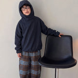 MQTIME  -  Boys Suit Autumn/winter New Childrens Wear Korean Style Boys and Girls Hooded Hoodie and Thick Plingham Pants Two-piece Set