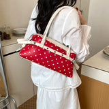  MQTIME  -  Korean Style Polka Dot Small PU Leather Top Handle Bag Ladies Contrast Color Shoulder Crossbody Bags New Trend Handbag