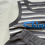 MQTIME  -  New Summer 0-24M Infant Baby Boys Girl Clothes Suit Sleeveless Striped Letter Printed Vest+PP Shorts Children Clothes Set