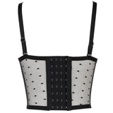 MQTIME  -  Sexy Bustiers Women Lace Mesh Camisole Transparent Corset Sheer Black Sharper Fishbone Short Tube See-through Tops Outer Wear