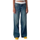 MQTIME  -  Y2K Baggy Jeans for Women Trendy Low Rise Casual Straight Leg Boyfriend Jeans Denim Pants with Pocket Streetwear