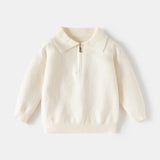 MQTIME  -  Toddler Boys Sweater New Winter Turn Down Collar Solid Color Thicken Warm Kids Boys Polo Knitwear Versatile Little Boy Pullovers