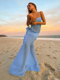 MQTIME  -  Puss Camis Maxi Dresses Women Mesh Patchwork Summer Sexy Chest Wrapping Sleeveless Beach Vacation Clubwear Long Bodycon