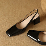 MQTIME  -  Square Toe Design Patent Leather Women Shoes Chunky Heels Summer Women's Pumps Slingbacks Candy Colors Sandals for Women WSH5310