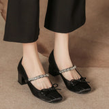 MQTIME  -  Fashion New Autumn High Heels Women's Summer Thick Heel Single Shoes Square Head Butterfly Women's Shoes