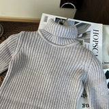 MQTIME  -  Toddler Girls Sweater New Winter Solid Color Thicken Warm Infant Baby Girls Knitwear Versatile Turtleneck Kids Boys Pullovers