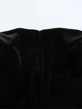 MQTIME  -  V-Neck Velvet Long Dresses Pleated Sexy Wide Shoulder Strap Waist Cinching Slim Fit Sleeveless Robes Gold Button Trend Dress