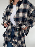 MQTIME  -  2024 Women Spring Winter Oversized Plaid Shirt Thick Vintage Long Sleeve Loose Fit Blouse For Woman