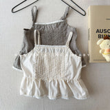 MQTIME  -  New Summer Toddlers Girls Suspenders Shirts Pleated Ruffles Lace Strap Tops Korean Style Children Cute Blouses