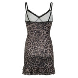 MQTIME  - Leopard Printed Sexy Woman Dress Slim Mini One Piece Y2k Sleeveless Vintage Dress Hotsweet Lece Short Bodycone Female