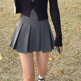 MQTIME  -  Boxy Pleated Mini Skirt High Waist Skirt Miniskirt  for Women Teengirl Preppy Style Y2K Aesthetic Outfit