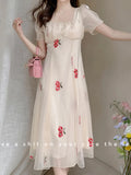 MQTIME  -  Summer Women Fashion Elegant Casual Midi Party Dress Vintage Chic A-Line Floral Vestidos Female Clothes Long Robe New Mujers