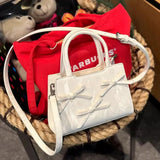 MQTIME  -  Hot Girls Bow White Mini Tote Bag Women Sweet Cool Bow Chic Leather Y2k Hand Bag Ladies Harajuku Aesthetic Messenger Bag