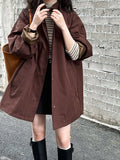 MQTIME  -  High-quality Oversized Stand-collar Trench Coat for Women, Lazy Style Minimalist Outerwear