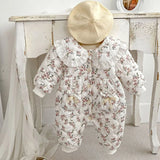 MQTIME  -  Winter 0-24M Toddler Baby Girl Warm Thick Romper Floral Printing Newborn Baby Girl Plush Jumpsuit Children Warm Thick Clothes