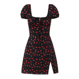 MQTIME  -  Summer new French square neck bubble sleeve short sleeved floral slim fit women's dress short skirt
