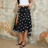 MQTIME  -  Polka Dot Print Medium and Long Dress Cute Girl Style Skirt Woman