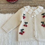 MQTIME  -  New Winter Baby Girls Christmas Sweaters Cherry Embroidery Kids Cardigan Coats Children Cute Knitted Sweater