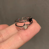 Mqtime Kpop Vintage Y2k Gothic Double Layer Star Open Rings For Women Girls Aesthetic Fashion Trend Jewelry Grunge EMO 90s Accessories