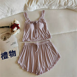 MQTIME  -   Modal Sleeveless Sleepwear Women's Shorts Pijama Pajamas Summer 2 Piece Set Of Clothes Loose Nightwear Woman Home Suit
