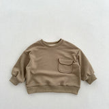  MQTIME  -  Autumn New Children Long Sleeve Sweatshirt Solid Boys Girls Cotton Loose Pullover Kids Casual Pocket Tops Baby Clothes